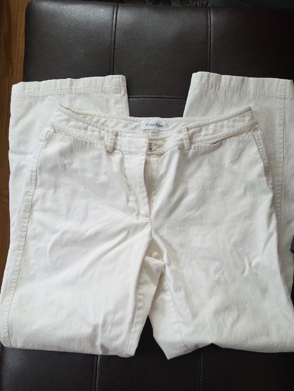 Calvin Klein Off-White Straight Leg Jeans